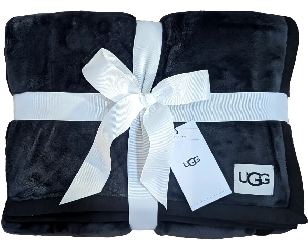 New 100 Authentic Ugg Home Collection Soft Duffield Throw II Blankets Black BH