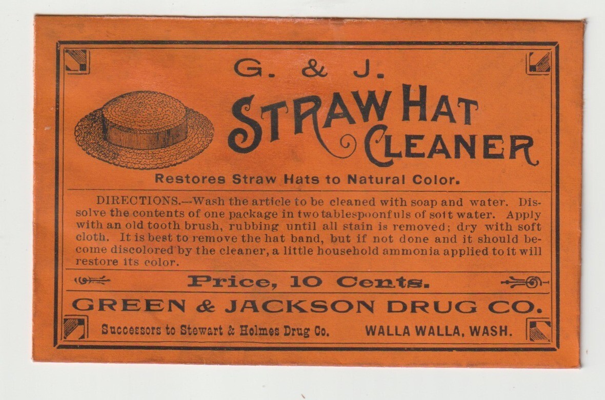 Antique Drug Store Walla Walla Washington Green & Jackson G&J Straw Hat