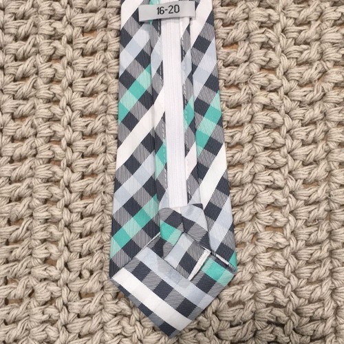 Checkered Zipper Wide Tie Boys One Size Formal Wedding Holiday Adjustable Neck - Picture 6 of 10