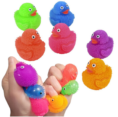 24 Pack - Neon Color Mini Ducky Puffer Balls (2'') Duck Stress Relief Fun