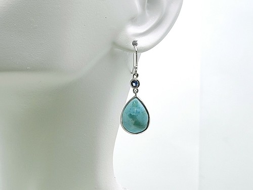 Larimar 10 x 14 birnenförmige Haken Ohrringe Aqua Akzent 0,925 Sterlingsilber - Bild 2 von 5