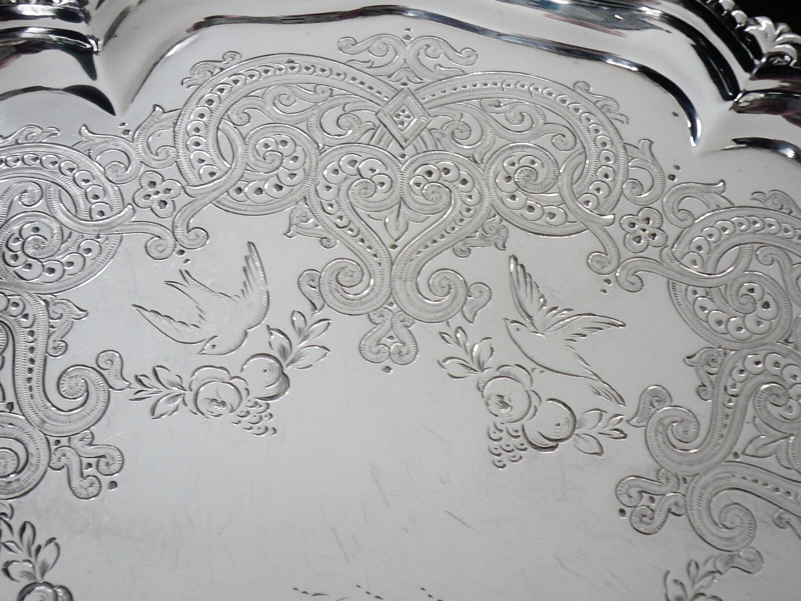 Aesthetic Sterling Silver Salver, A B Savory & Sons, London 1863 Antique