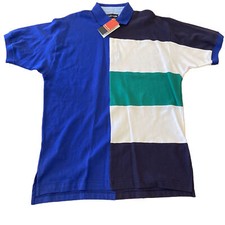 NEW Vintage Pierre Cardin Men Polo Shirt 90s 00s Color Block Short Sleeve Large