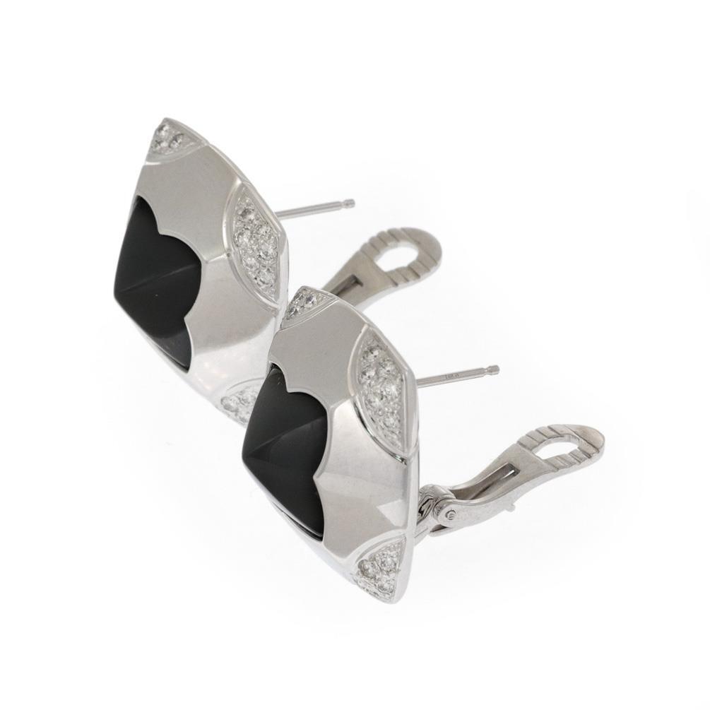 Bvlgari 1.25ct Diamond Onyx 18k White Gold Pyramid Floral