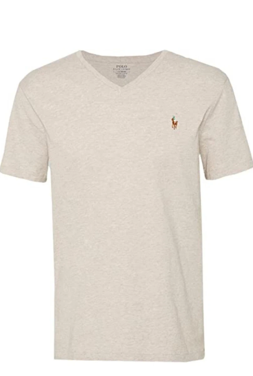 Polo Ralph Lauren Men V Neck T-Shirt Soft Slim Fit Colorblock Pony |