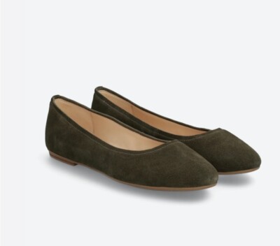 VIOLET & RED Windsor Suede Leather Ballet Flat Olive Green Size 7 - NWOB