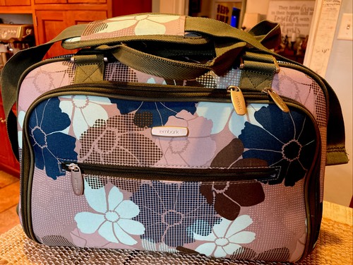 Embark Green Blue CanvasFlowers Overnight Carry On Travel Bag Pockets Strap - 第 2/11 張圖片