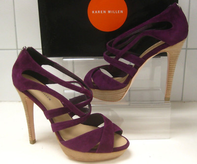 KAREN MILLEN SANDALEN 6 39 Stilettos UVP 140  royal lila Wildleder Leder High Heels