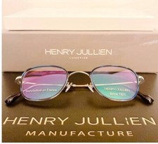   Small Square Eyeglasses Blue and Silver Henry Jullien - Model Story