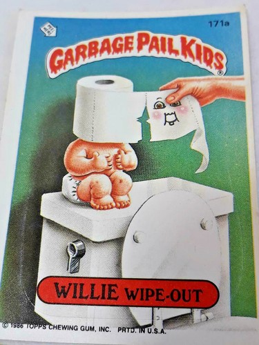 Vintage 1986 Garbage Pail Kids Willie Wipe-Out 171a & Spencer Dispenser 171b - Picture 2 of 6