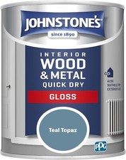 Johnstone's Wood & Metal Interior Exterior Gloss Paint 750ml - Teal Topaz