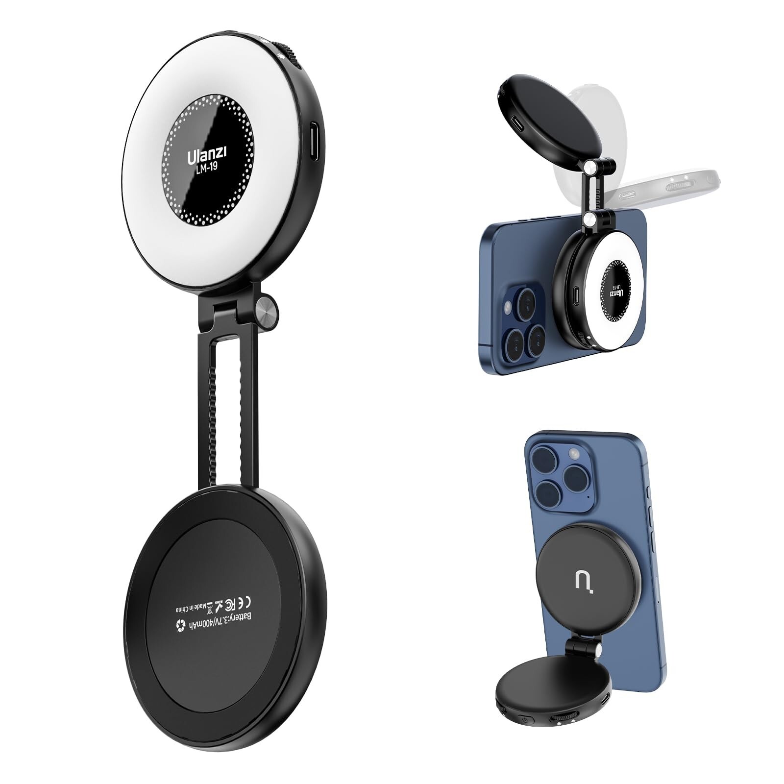 ULANZI MA26 Mini Foldable Tripod with Magsafe Fill Light for Phones & Cameras