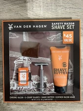 Van Der Hagen New Safety Razor Shave Set include 5 count Blades/Shave Butter 