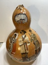 Barbara Schumacher Hand Painted  Carved Gourd Lewis And Clark Expedition Large 