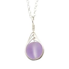 Hawaiian Jewelry Sea Glass Necklace, Small Round Braided "Magical Color
