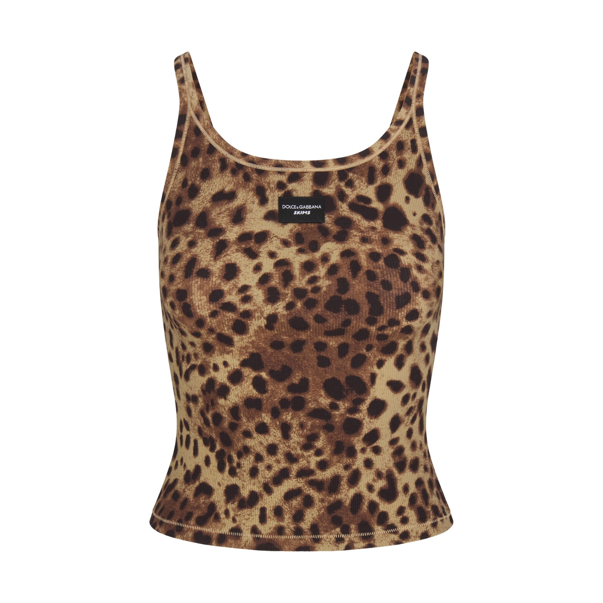 DOLCE & GABBANA X SKIMS Cotton Rib Cropped Tank Leopard Top