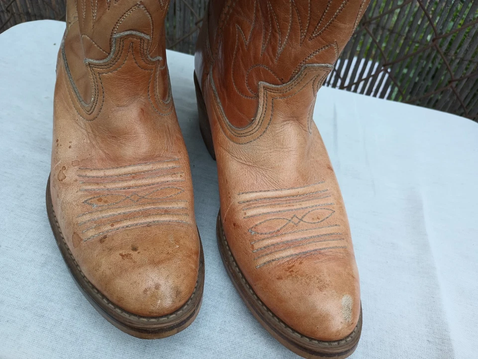 Botas Dingo De Colección Para Mujer 7.5 D Vaquera Vaquera Cuero Festoneado Western Foto 2 de 4