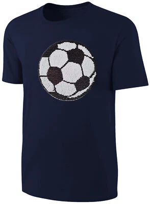 BLACKSHIRT COMPANY Kinder Fußball Wendepailletten T-Shirt - EM WM Streichel Shirt - Blau Dunkelbla