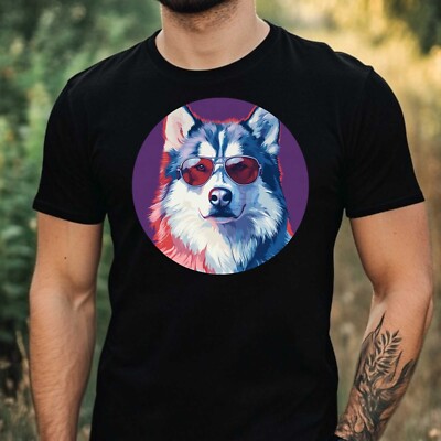 Men's Husky Sunglasses Cotton T-Shirt Size XS to 5XL