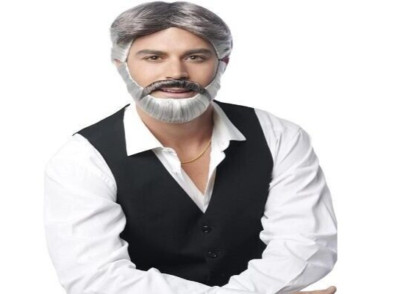 Gambler Kenny Rogers Adult Male  Gray Wig and Beard Halloween/ Dress Up