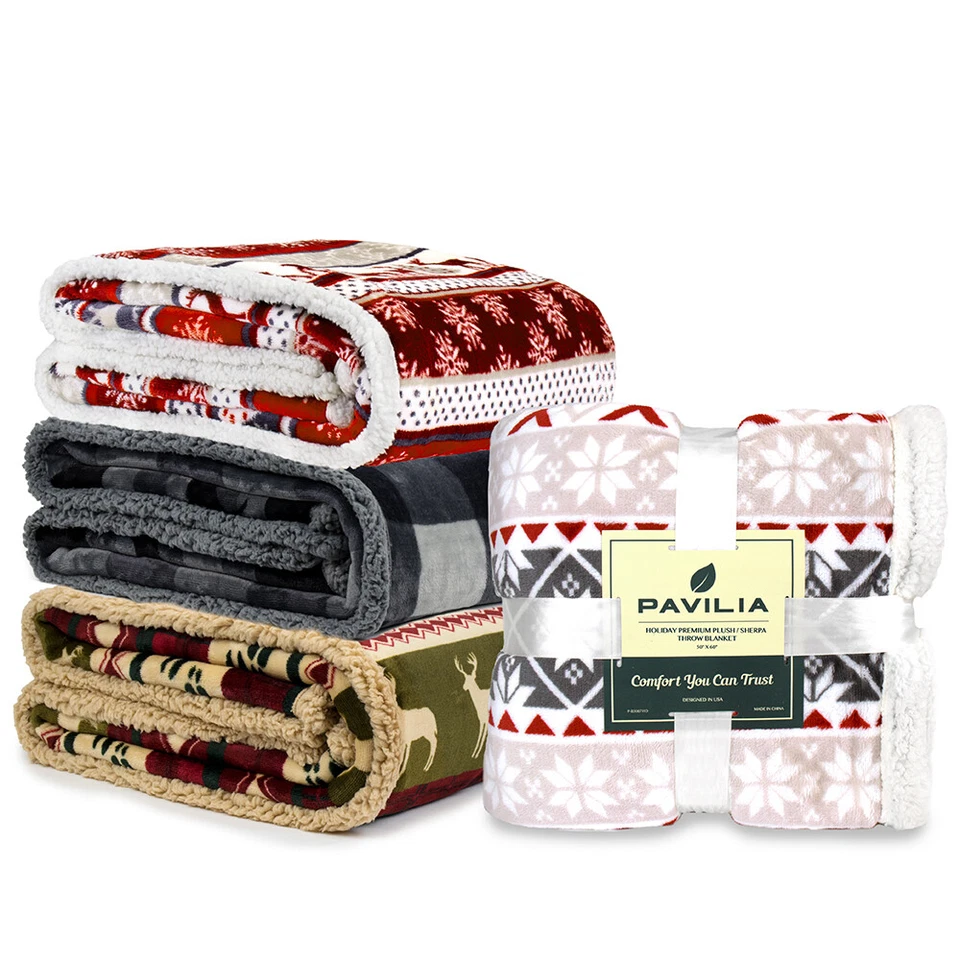 Christmas Blanket Microfiber Fleece Plaid Blanket Throw for Couch Sofa Bed Chair - Image 3 of 4