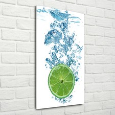 Wand-Bild Kunstdruck aus Hart-Glas Hochformat 70x140 Limette Wasser