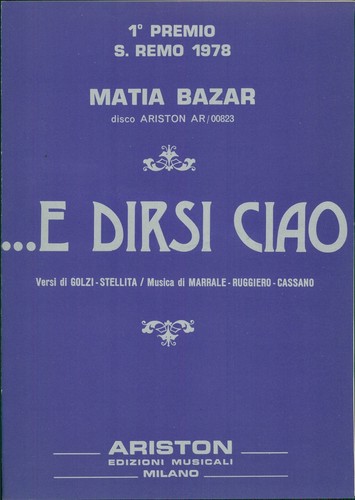 Spartito musicale ... e dirsi ciao Matia Bazar 1978 - 第 1/1 張圖片