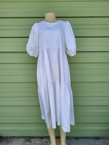 New ZARA WHITE ASYMMETRIC POPLIN DRESS 