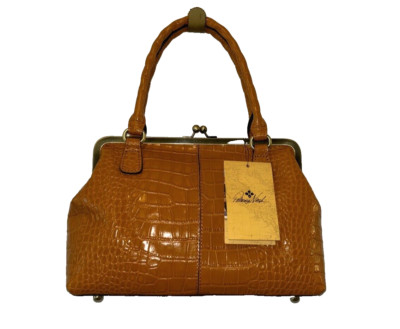 Patricia Nash Rora  Distressed Vintage Croco Frame Satchel Sun Yellow Crossbody