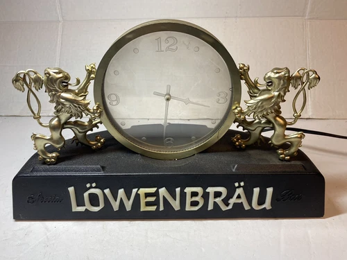 Vintage Lowenbrau Lighted Beer Sign Clock
