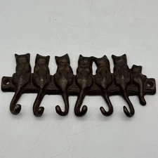 Metal Brass Bronze Cat Tail Hook Vintage Wall Hanger Decor Key Jewelry Rack 7”