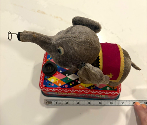 Jumbo the Bubble Blowing Elephant Tin Bubble Toy on Tin Base, not working