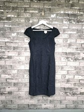 Reiss Marjorie Lace Bodycon Dress UK 10 Navy Knee Length Occasion Work Wedding