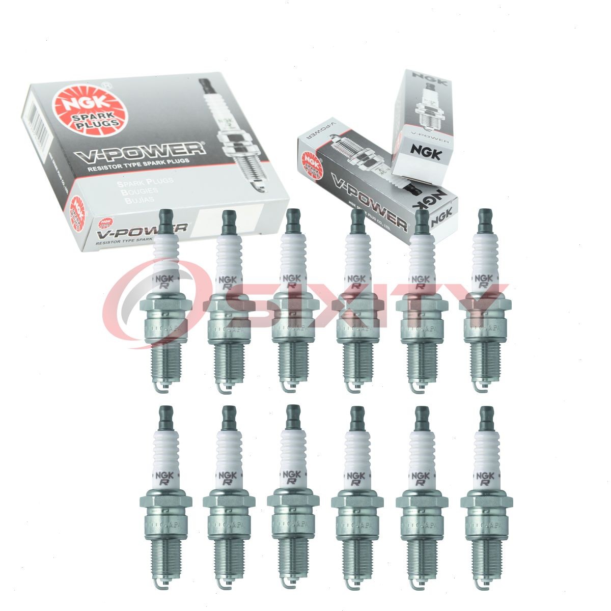 12 pcs NGK V-Power Spark Plugs for 1976-1979 Jaguar XJS 5.3L V12 - Engine ft