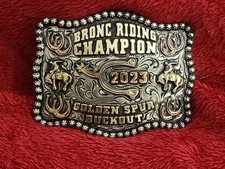 Bronc Riding X~Treme Rodeo Champion Trophy Buckle☆Golden Spur☆2023☆Rare☆944
