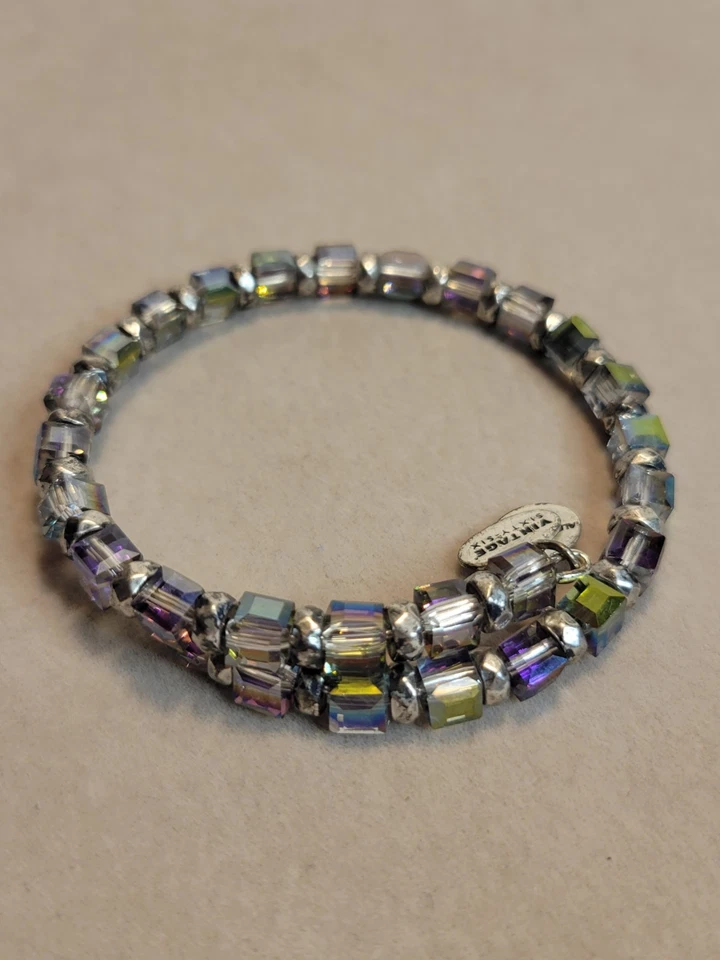 Alex and Ani Vintage 66 Bracelet Crystal Beaded Sterling Silver - Image 2 of 4