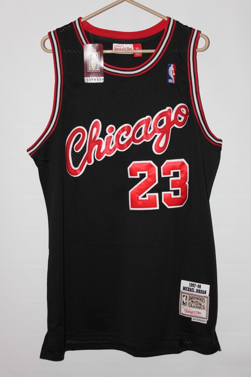 black 1997-98 Chicago Bulls Michael Jordan (23) stitched Mitchell