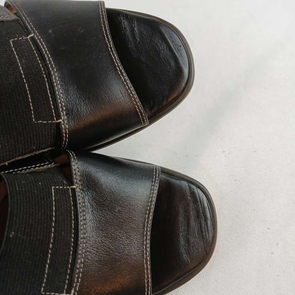 Sandalias de cuero para mujer Ros Hommerson talla 7,5 negras con cordones tacón de 2" #106205 Foto 3 de 4