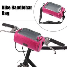 Handlebar Bag with Touch Screen Phone Holder Front Storage Bag for Bike Rose Red