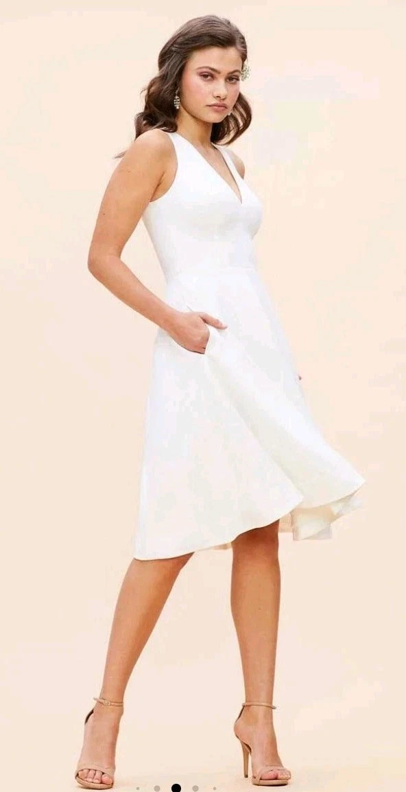 OFF WHITE ABITO LA POPOLAZIONE Abito da cocktail donna bianco sporco Catalina aderente e svasato S