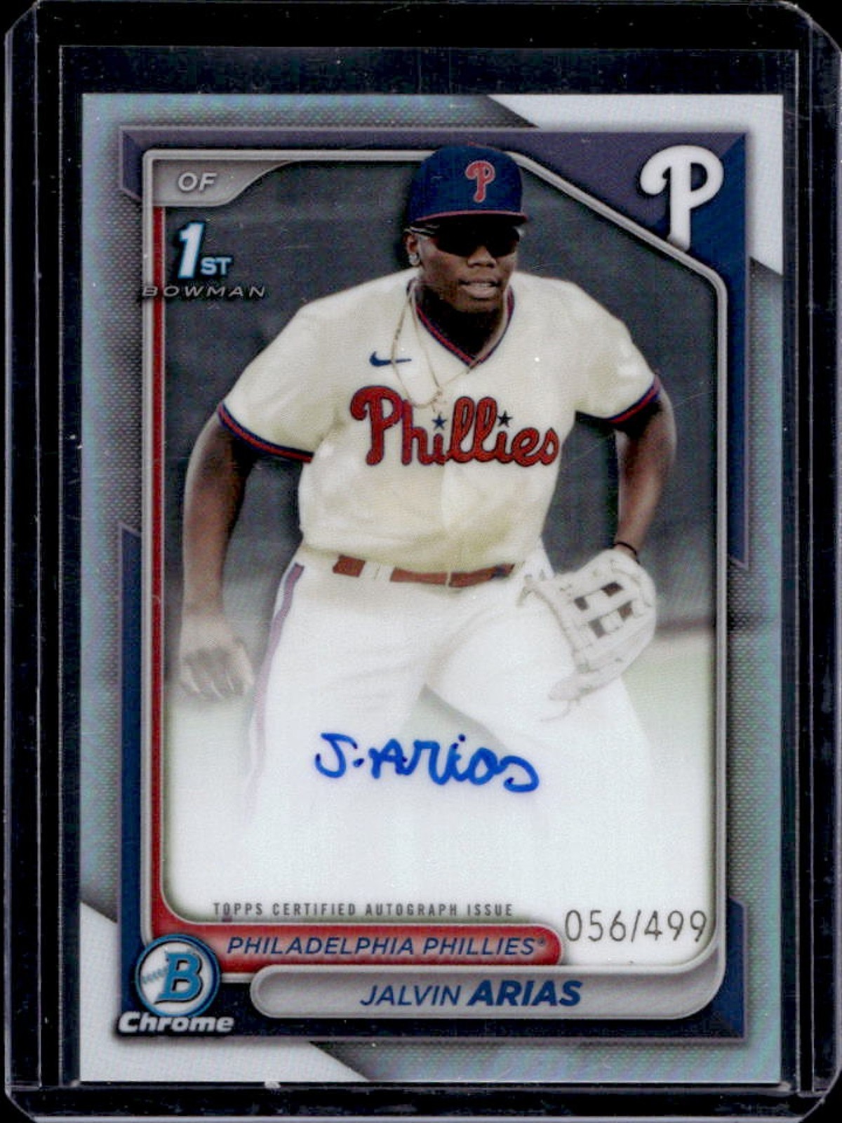 2024 Bowman Chrome Jalvin Arias Auto Refractor 1st #56/499 Phillies