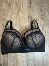 Rachel Roy 38DD Black Lace Underwire Bra Sheer Mesh