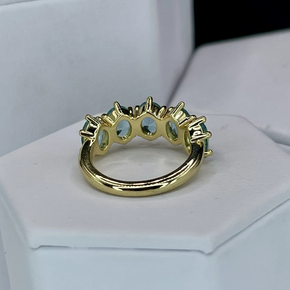 Anillo Kendra Scott Cailin Tono Dorado Cristal Banda en Cristal Aqua Talla 4 Foto 4 de 4