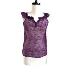 Vintage Y2K Lace Blouse S Sheer Purple Top Cottagecore Fairy Grunge Romantic 