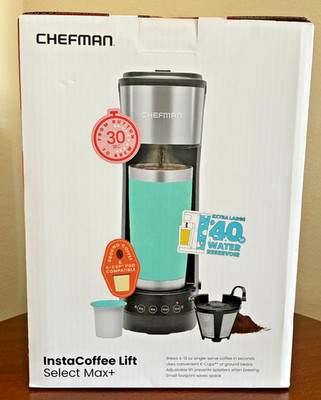 Chefman Single Serve Coffee Maker: K-Cup /Ground Compatible, Single Cup 6-12 oz