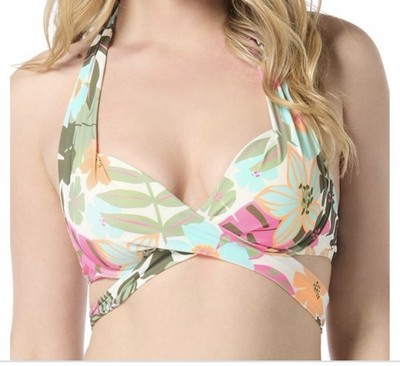 Coco Reef Women's Bra-Sized Wrap Halter Bikini Top - Floral Multi, 36DD, $84