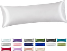 Satin Body Pillow Cover, White Silky Cooling Satin-Silk Body Pillow Cases with E