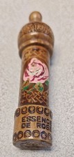 VTG Wooden Hand Carved & Painted container W/Bulgarian Rose Oil empty bottle