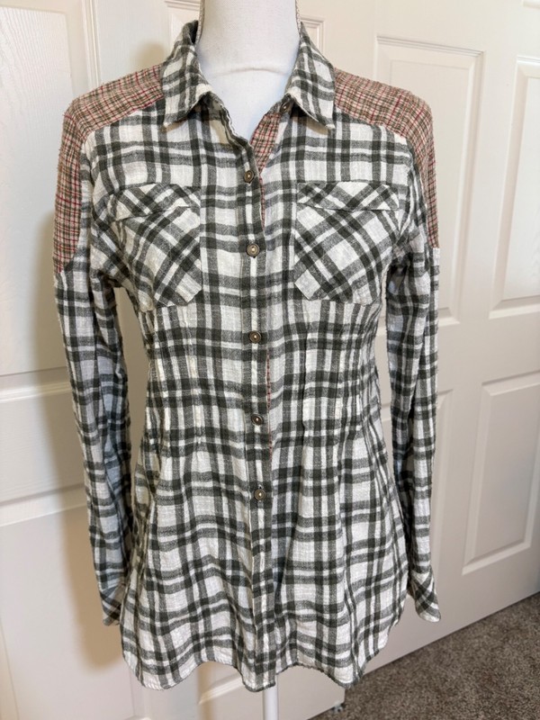 Women's Free People Catch Up With Me Plaid Shirt Size XS