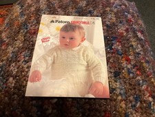 Patons 7966 knitting pattern baby Guernsey style sweater dk 18-22”